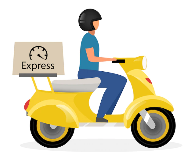 express-delivery-flat-vector-illustration-courier-riding-yellow-scooter-with-parcel-cartoon-character-isolated-deliveryman-driving-motorcycle-motorbike-shipping-service-concept_151150-364